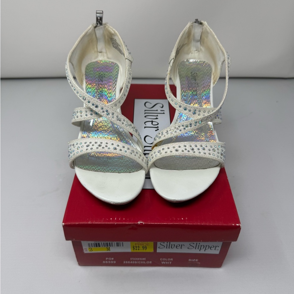 Chloe Silver and White Heels